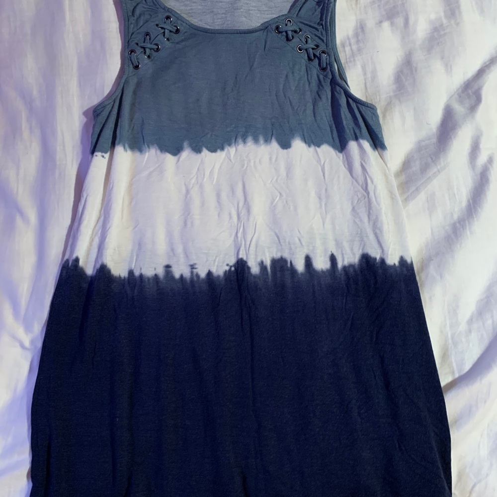 Tie dye blue tank with cute shoulders